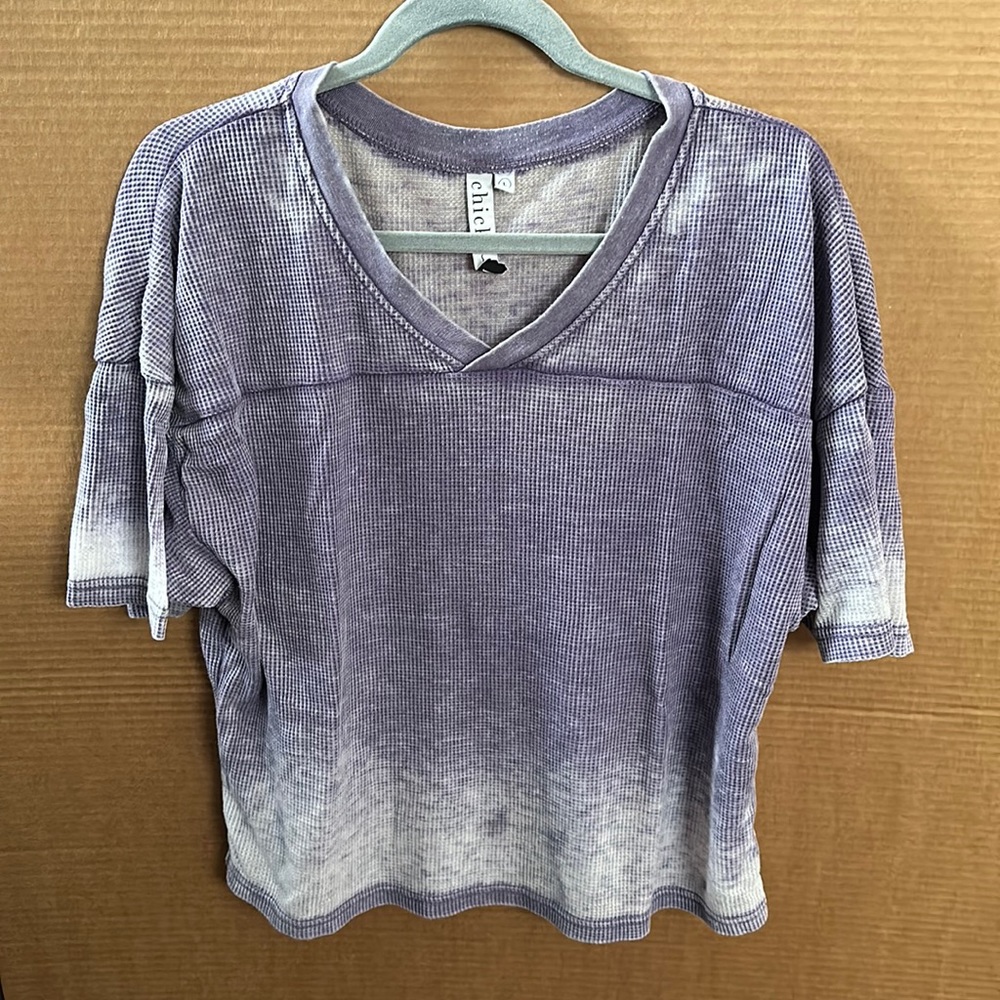 Chicka-D Crop Burnout Waffle Top - Women's Size Large